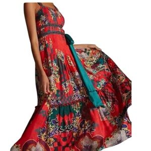 Anthropologie Bhanuni by Jyoti Vibrant Red Maxi Dress